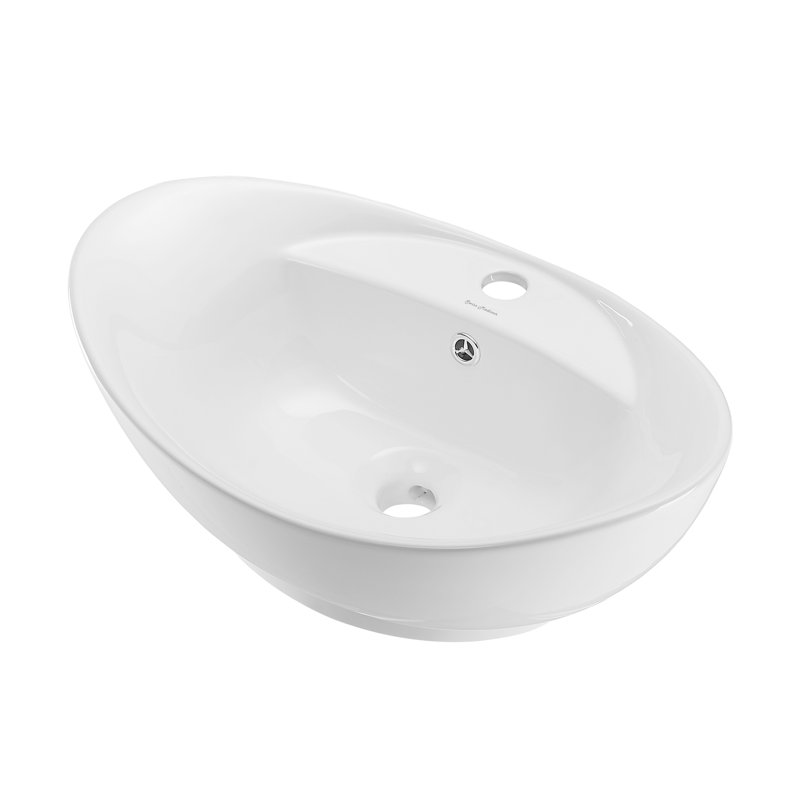 Swiss Madison Ivy Ceramic Oval Vessel Bathroom Sink with Overflow Wayfair